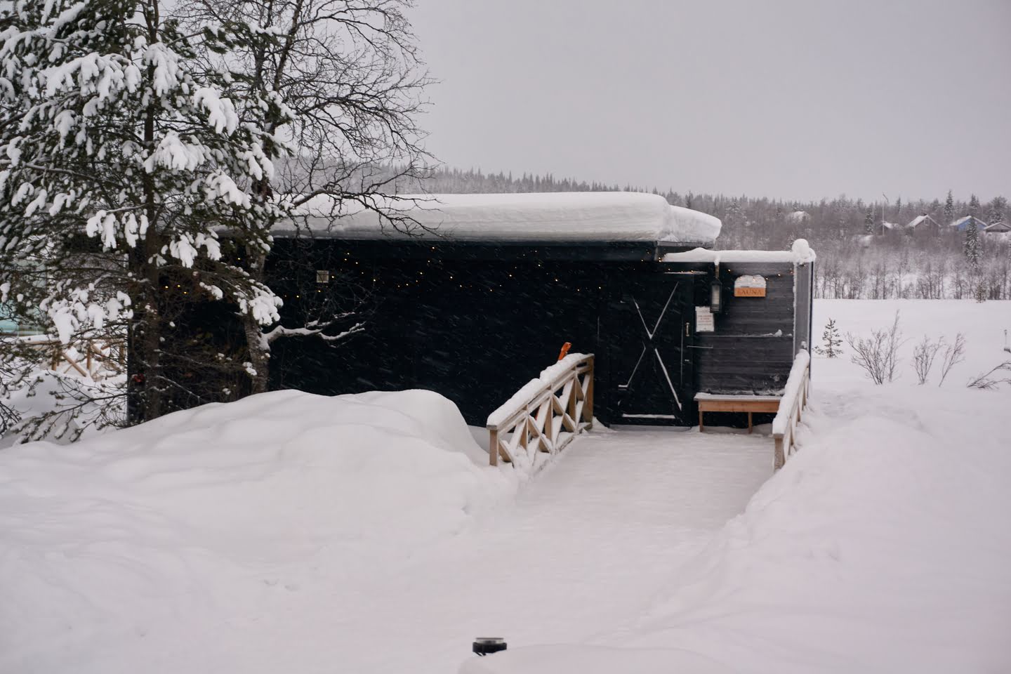 De sauna in de Aurora Mountain Lodge